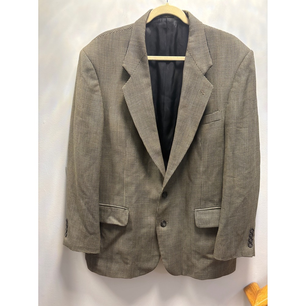 Unbranded Houndstooth Blazer Mens 42R Brown Tan 2 Button Sport Coat Excellent